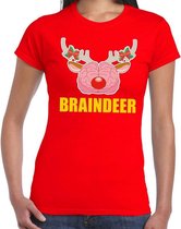 Foute Kerst t-shirt braindeer rood voor dames S (36)