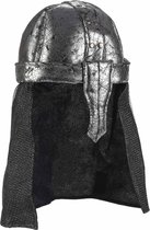 Vegaoo - Soepele ridder strijder helm voor volwassenen - Zilver / Grijs - Uniek Formaat