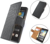 TCC Luxe Hoesje Huawei Ascend G6 Book Case Flip Cover - Zwart Croco