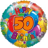 Folie ballon 50 Happy Birthday 35 cm - Folieballon verjaardag 50 jaar 35 cm