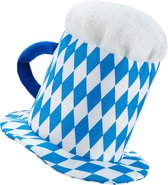 Vegaoo - Blauwe en witte bierpul hoed voor volwassenen