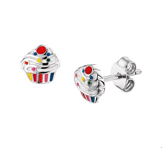 Foto: Tft oorknoppen cupcake zilver gerhodineerd glanzend 7 mm x 7 mm