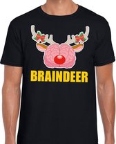 Foute Kerst t-shirt braindeer zwart voor heren XL