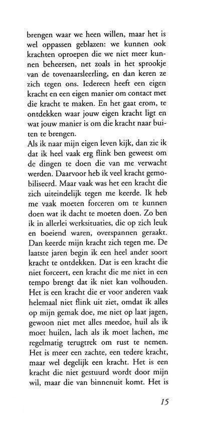 Tekstpagina over kracht en emoties, met paginanummer 15.