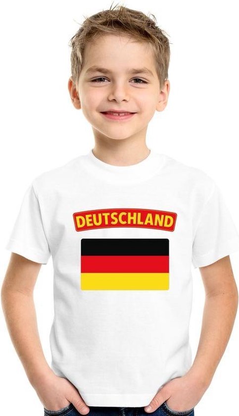 T-shirt met Duitse vlag wit kinderen 146/152