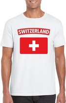 T-shirt met Zwitserse vlag wit heren XL