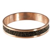 Quiges Stacking Ring - Fill ring Brown Glitter - Ladies - Acier inoxydable or rose - Taille 22 - Hauteur 4mm