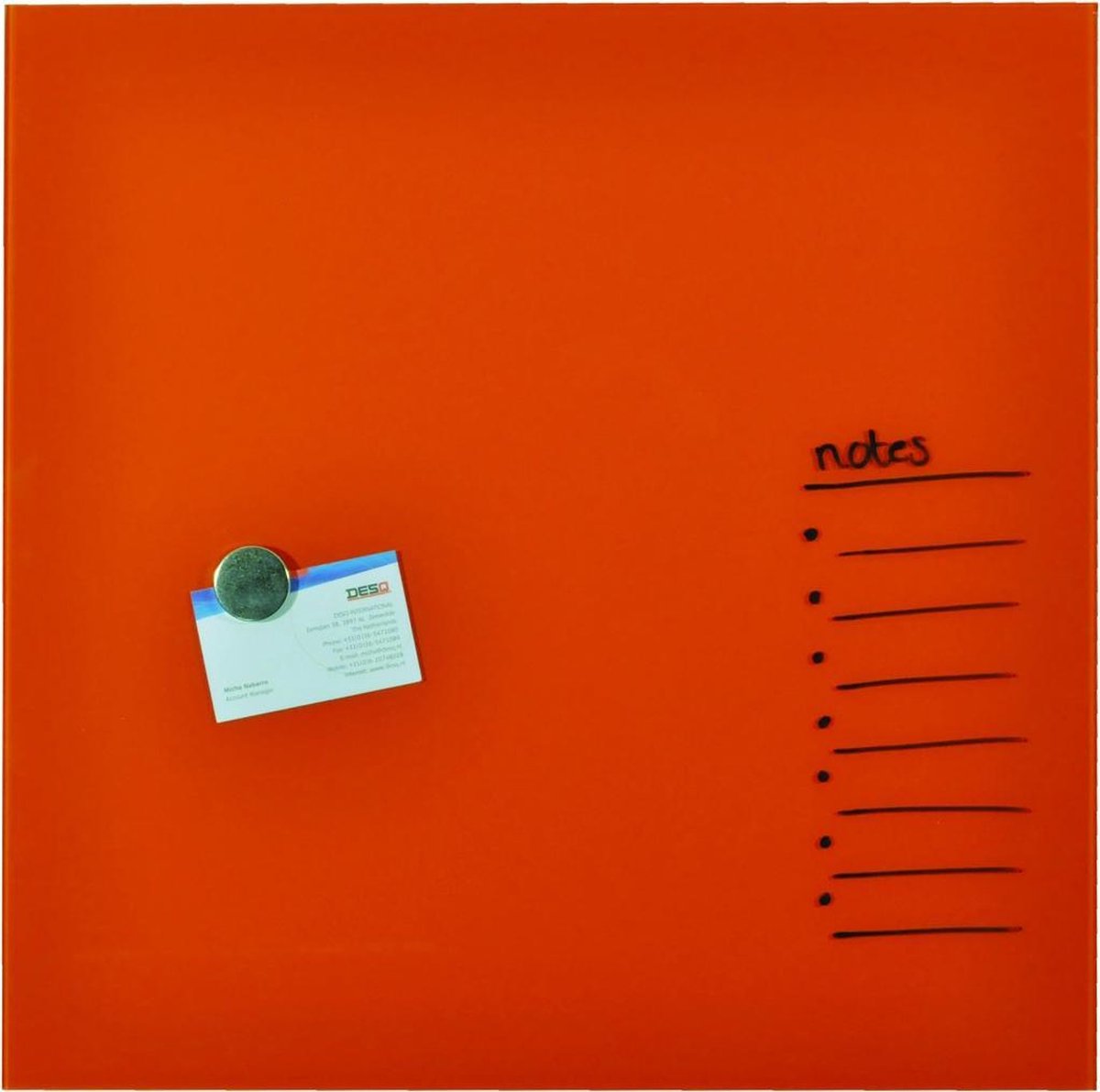 DESQ® Magnetisch Glasbord - Oranje - 45 x45 cm - Inclusief Wisser en Stift en Magneten