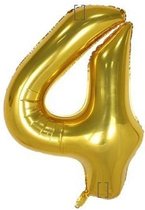 Gouden XL Folieballon cijfer 4 - 80/100 cm
