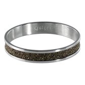 Quiges Stapelring Ring - Vulring Bruin Glitter - Dames - RVS zilverkleurig - Maat 22 - Hoogte 4mm