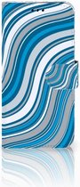 Geschikt voor Samsung Galaxy J5 2017 Wallet Book Case Hoesje Design Waves Blue