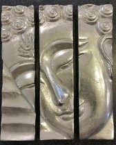 Buddha - Wand - 3 luik - Zilver - 24 cm