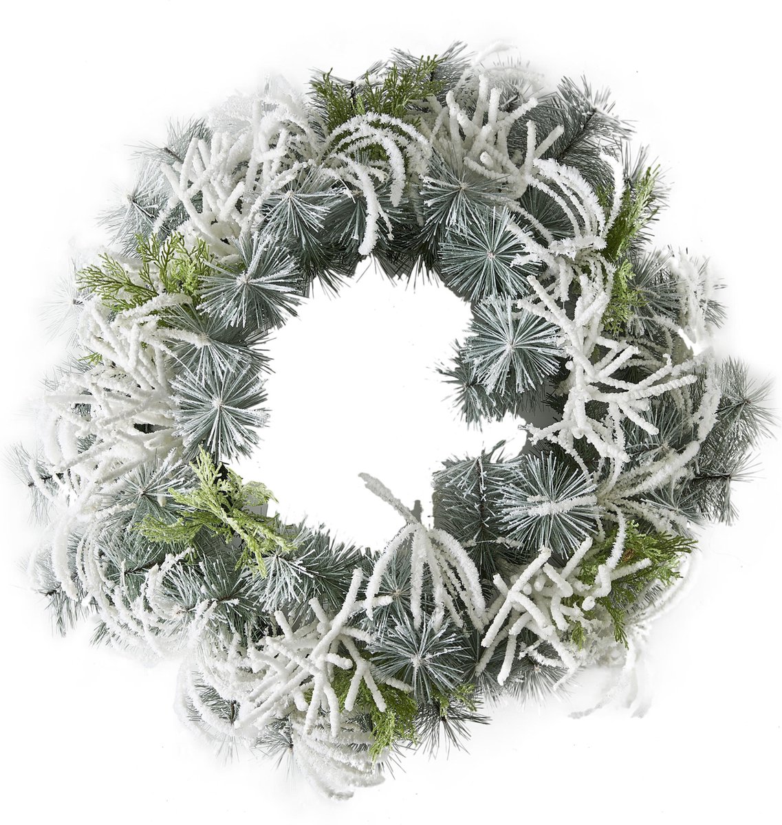 Riviera Maison - A Frosty Snow Wreath 100cm - Krans - Groen; Wit; - Plastic;  Vezel;... | bol.com