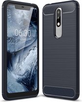 Nokia 5.1 Plus Hoesje - Armor Brushed TPU - Blauw