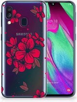 Samsung A40 TPU Silicone Hoesje Design Blossom Red