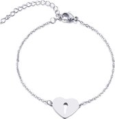 RVS hartje met sleutelgat armband 17 - 20 cm