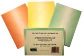 Schaduw Enveloppen Set - C6 11,4 x 16,2cm - Totaal 100 Enveloppen - Groen, Geel en Rood