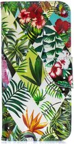 Shop4 - Huawei Y6 2019 Hoesje - Wallet Case Bladeren en Bloemen