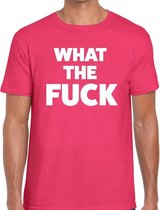 What the Fuck tekst t-shirt roze voor heren - heren feest t-shirts M