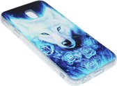 Blauw wolven siliconen hoesje Geschikt voor Samsung Galaxy J3 (2017)