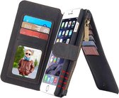14 vaks 2 in 1 zwarte wallet hoesje iPhone 6 plus echt Split leer