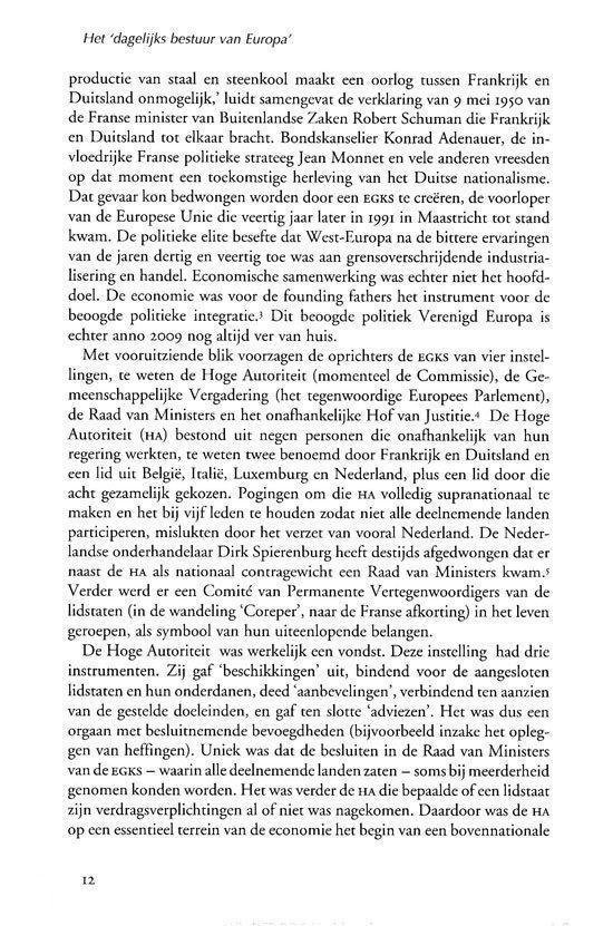 Tekstpagina met een voetnoot over de politieke integratie en de politieke samenwerking in Europa.