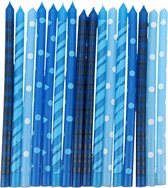 Blauwe Verjaardag Kaarsjes voor op de Taart - 16 stuks - 13x6x2 cm | Taartdecoratie Feestkaarsjes | Kaarsen