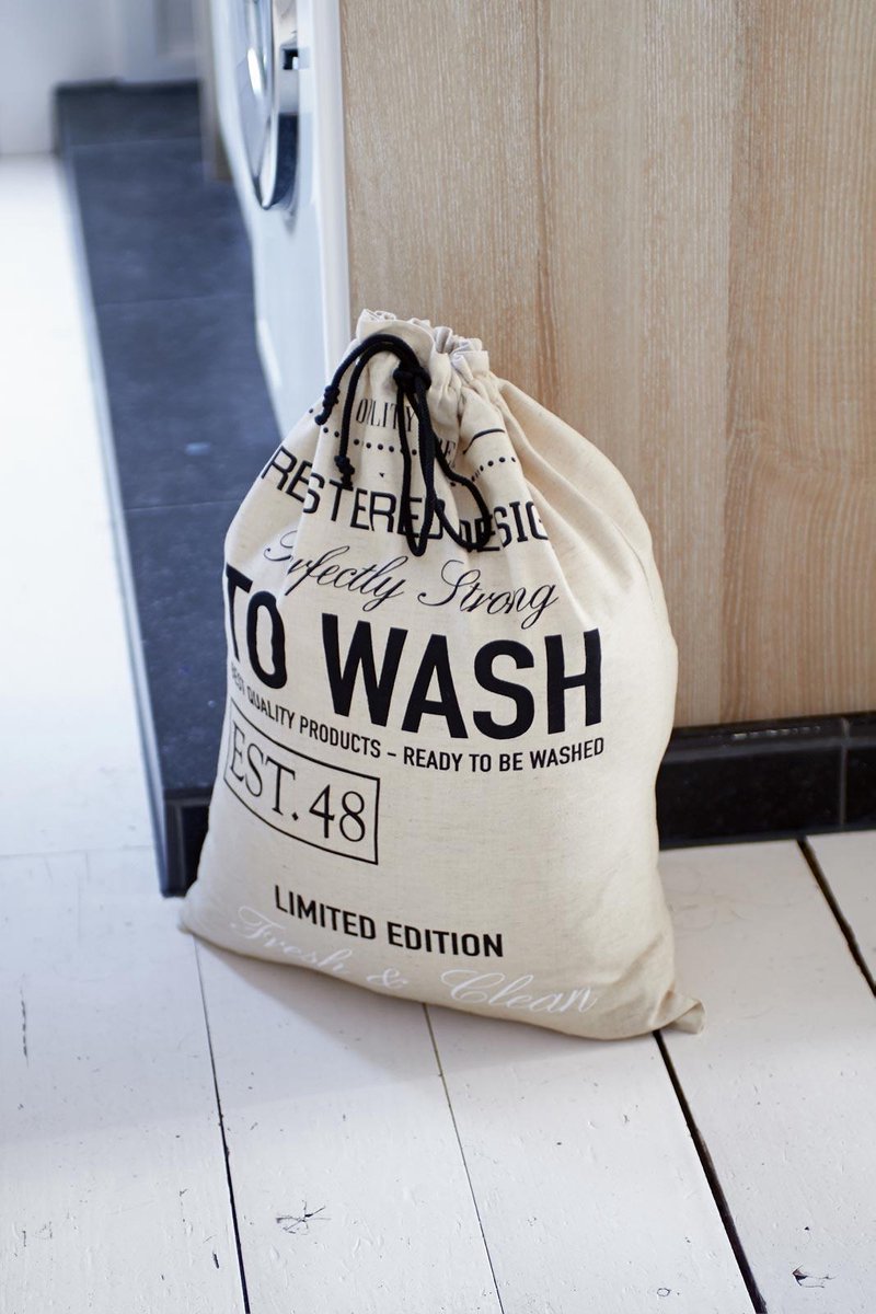 Rivièra Maison To Wash Laundry Bag - Waszak - Natural/Zwart | bol.com