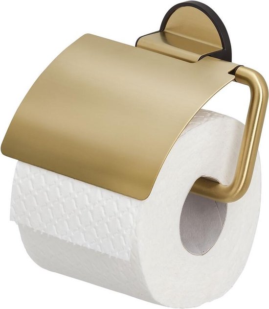 Tiger Tune -  Porte-rouleau papier toilette avec rabat - Laiton brossé / Noir