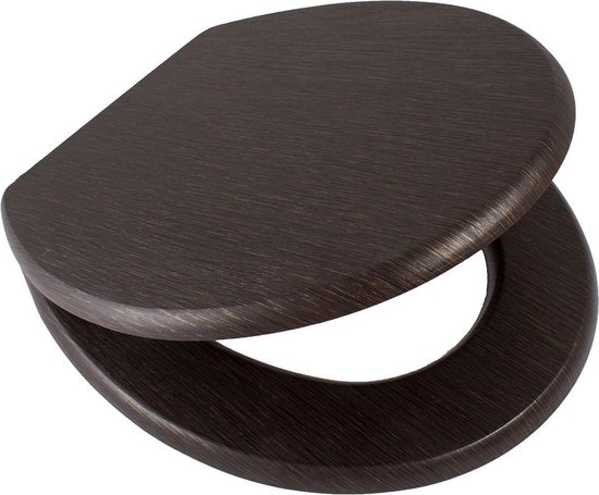 Abattant WC SCHÜTTE 80193 DARK WOOD - Bois MDF - Soft Close - Charnières  Chromées 