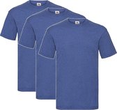 3 Pack Shirts Fruit of the Loom Ronde Hals Retro Heather Royal Maat M Valueweight