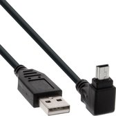 USB Mini B haaks naar USB-A kabel - USB2.0 - tot 1A / zwart - 0,30 meter