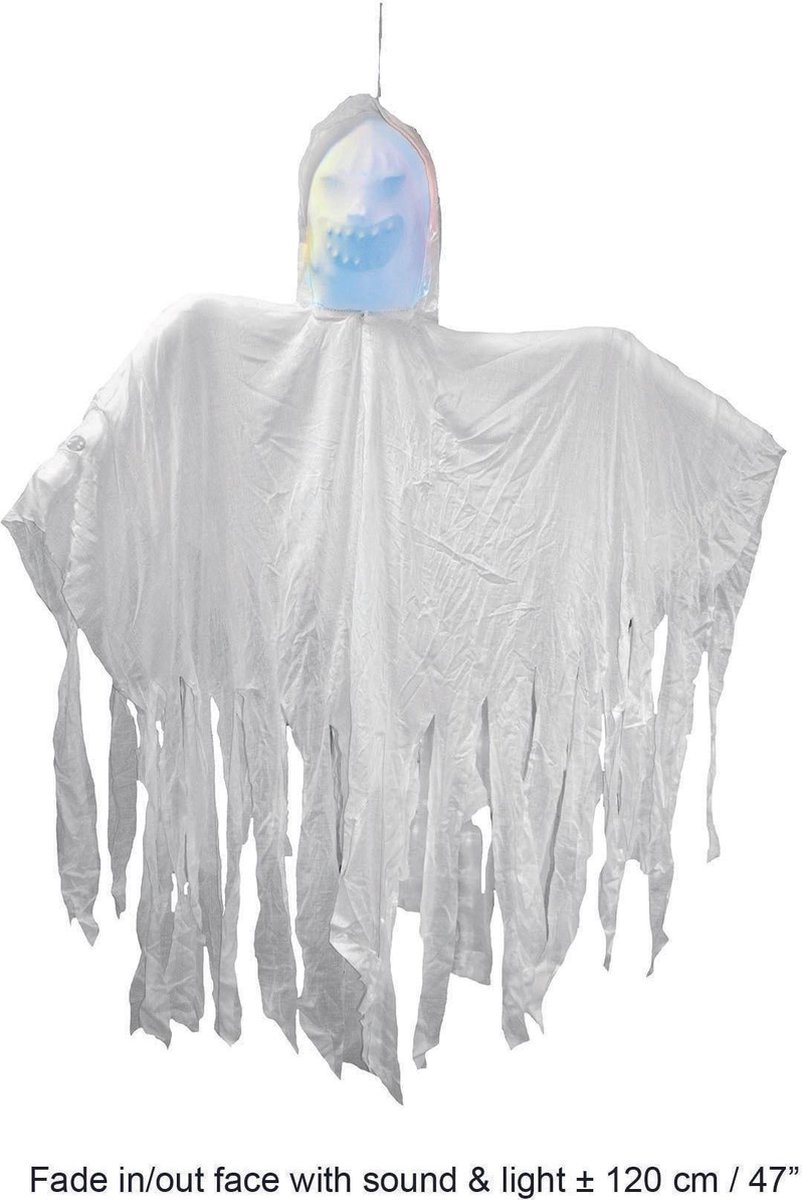 Skelet hangdeco 120 cm met licht - geluid en beweging Halloween