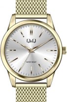 Q&Q heren horloge QB02J802Y goudkleurig metalen band en licht goudkleurig wijzerplaat