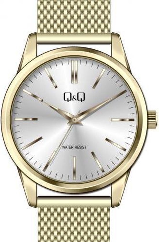 Q Q heren horloge QB02J802Y goudkleurig metalen band en licht goudkleurig wijzerplaat bol