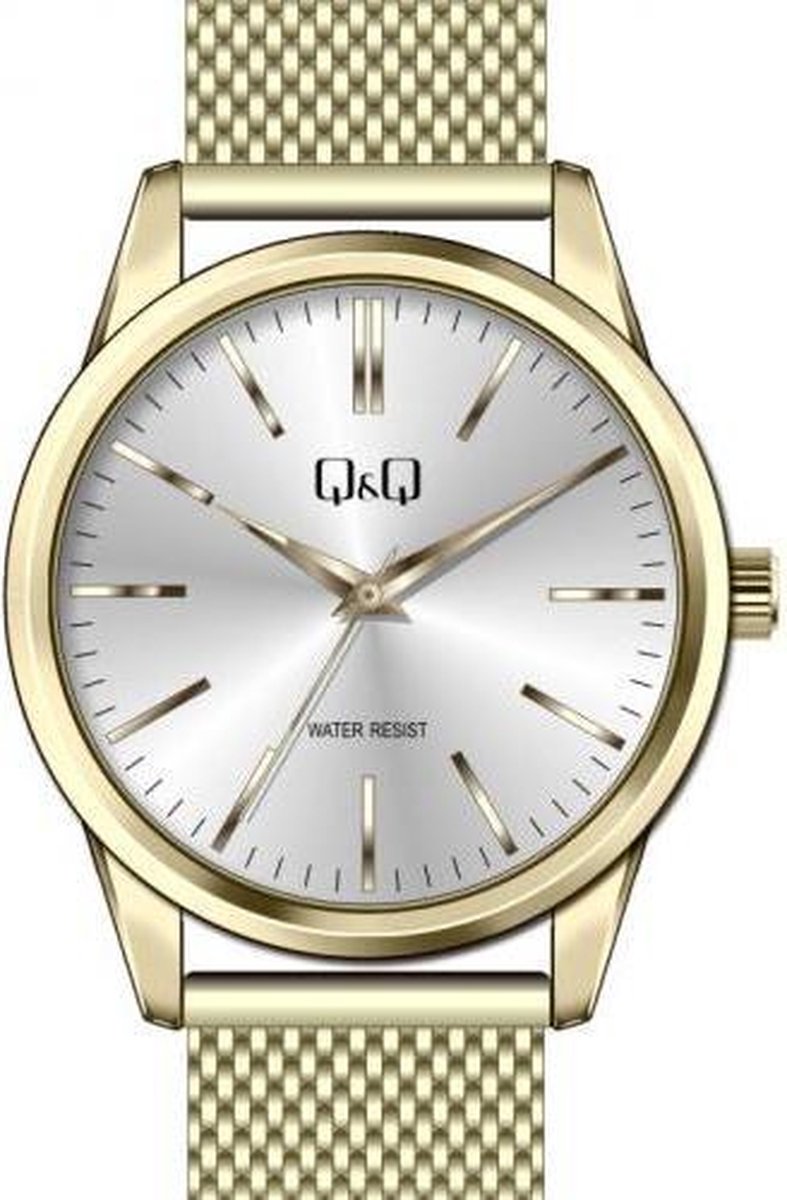 QQ heren horloge QB02J802Y goudkleurig metalen band en licht goudkleurig wijzerplaat