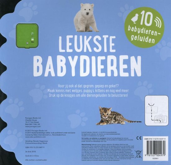 Thumbnail van een extra afbeelding van het spel Leukste babydieren, geluidboek met 10 geluiden