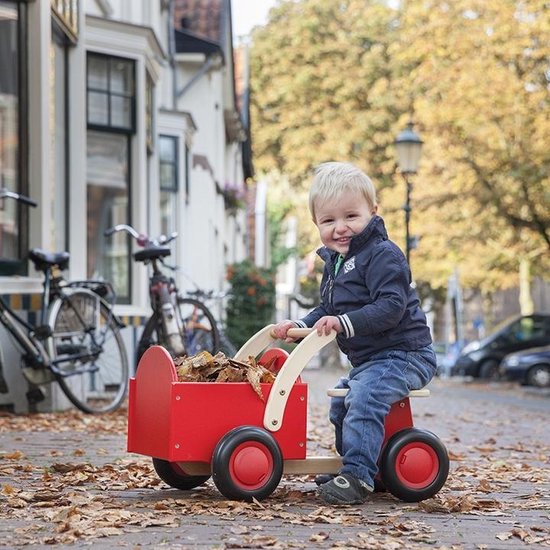 New Classic Toys Houten Bakfiets - Road Star - Rood - Zadelhoogte is 24 centimeter van New Classic Toys — afbeelding 3