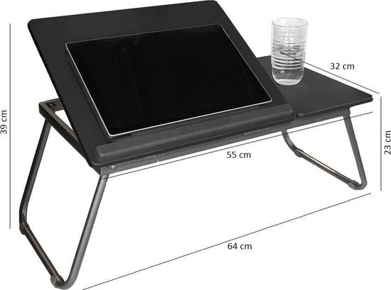 Laptoptafel voor laptop, tablet, boek of ontbijt op bed - Grijs - Bedtafel - Tablethouder - Inklapbaar - Onbijttafel - Werken in Bed