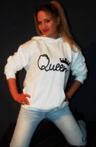 Hippe valentijn sweater | Queen Hoodie | wit | Medium