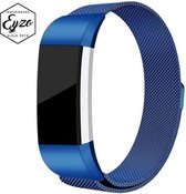 Milanees Fitbit Charge 2 Bandje – Large – RVS Milanees Watchband voor de Activity Tracker – Blauw (Blue)– Band met Magneetsluiting