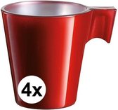 4x Espresso kopje rood - Rood koffiekopje 80 ml