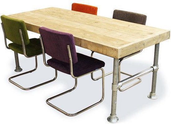 Wonderbaar bol.com | Van Abbevé Set tafel en stoelen Eettafel Van Steigerhout MT-85