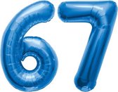 Folieballon Cijfer 67 Blauw 86 cm