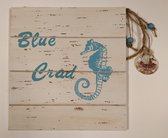 Wanddecoratie - Blue Crad - Zeepaard - Hout - Schelp - Zee