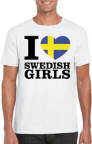 I love Swedish girls t-shirt wit heren L