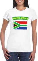 T-shirt met Zuid Afrikaanse vlag wit dames M