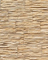 Steen behang EDEM 1003-31 glasvezel look steenoptiek structuur vinylbehang met reliëfstructuur zandgeel licht bruin