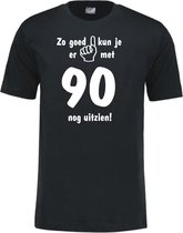 Mijncadeautje - Leeftijd T-shirt - Zo goed kun je er uitzien 90 jaar - Unisex - Zwart (maat M)