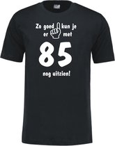 Mijncadeautje - Leeftijd T-shirt - Zo goed kun je er uitzien 85 jaar - Unisex - Zwart (maat XL)
